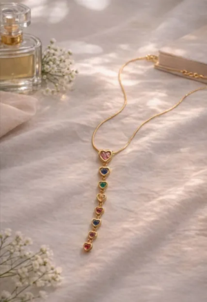 Multicolor Heart Drop Necklace