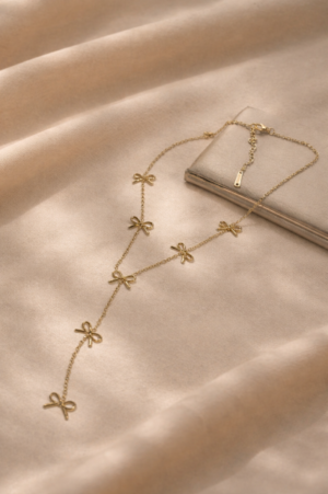 Gold Plated Bow Charm Necklace
