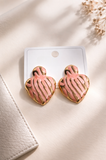 White/Pink/Blue Heart Earrings