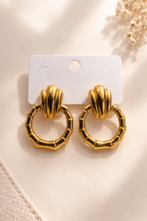 Gold Bamboo Hoop Earrings