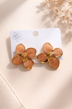 Peach Flower Earrings