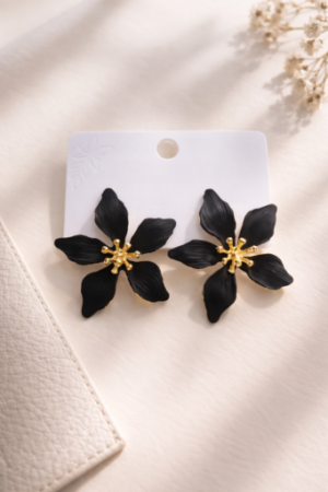 Black Floral Earrings